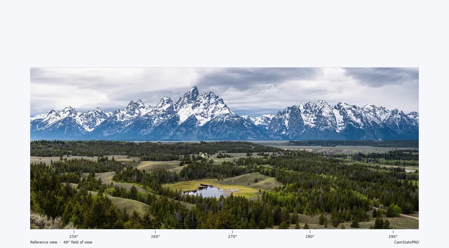 The webcam's own frame: the Teton range across a forested valley, with nothing named